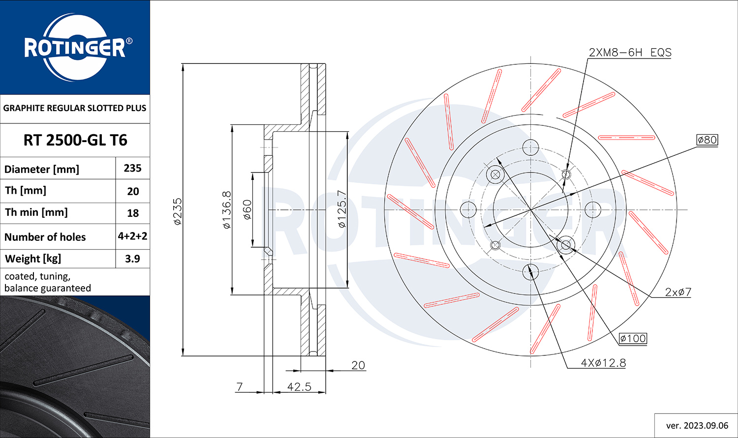 ROTINGER Féktárcsa, mind RT2500-GLT6_ROT